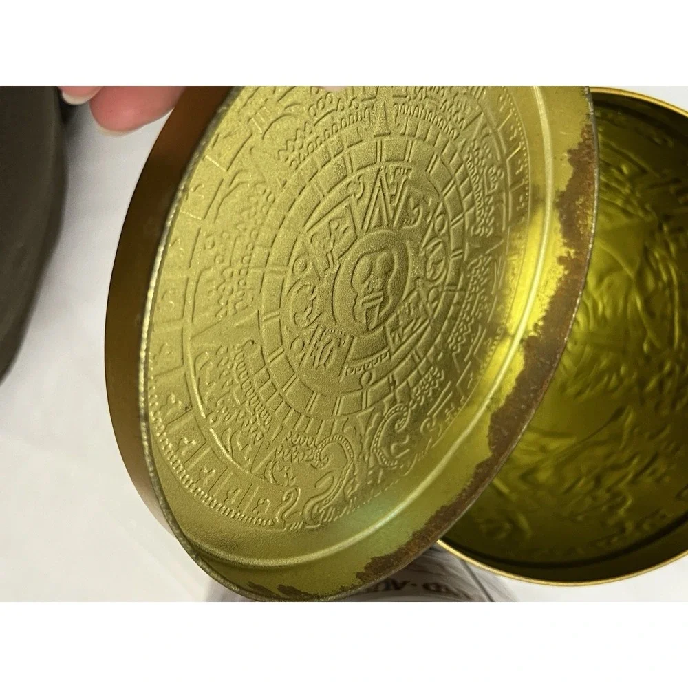 Vtg World Travel Tin Canister Set Kitchen Embossed Retro USA MCM Boho Europe